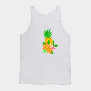 Tropical pineapple and plumeria print Tank Top